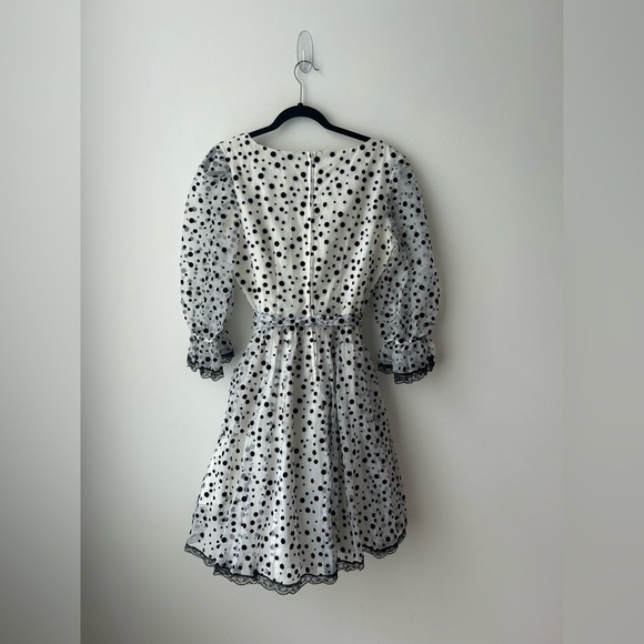 Black and White Sundress with Bishop Sleeves and Square Neck - Picture 10 of 14